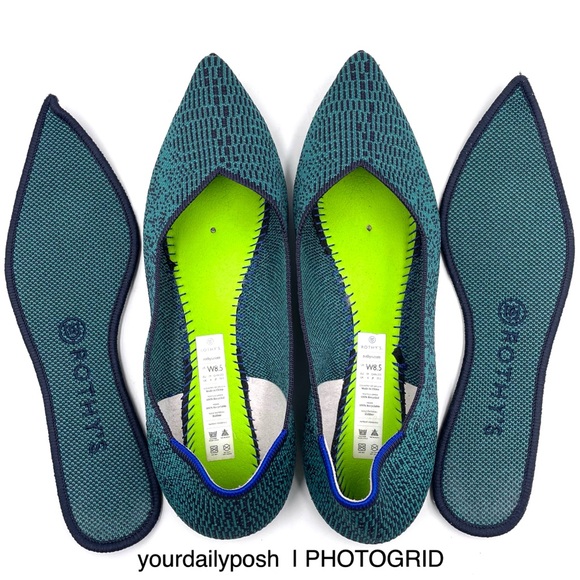 Rothy’s The Point Spruce Python blue green flats US 8.5 - Picture 10 of 16